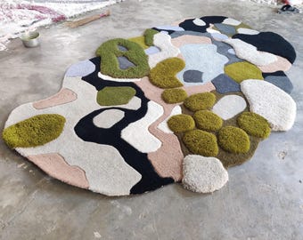 Designer Non Shape Green Pattern Rug