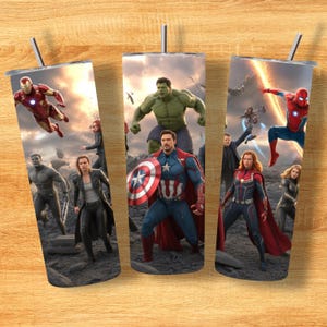 Superhero 20oz Tumbler Wrap PNG | Comic & Cartoon Heroes Sublimation Design | Digital Download for Movie, Game,and Action Fans