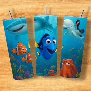 Finding Dory 20oz Skinny Tumbler Wrap | Disney Character Sublimation Design, Digital Download, 20 oz Tumbler PNG for Cricut & Crafts