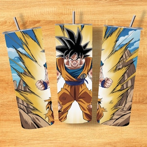 Goku Dragon Ball Z 20oz Tumbler Wrap PNG | 90s Anime & Super Saiyan Sublimation Design | Skinny Cartoon Cup Wrap | Digital Download