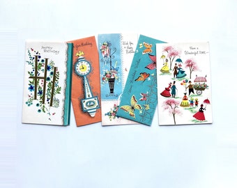 Vintage Birthday Cards Unused With Envelopes Sold As Set Of 5 Retro MCM Sunshine Cards