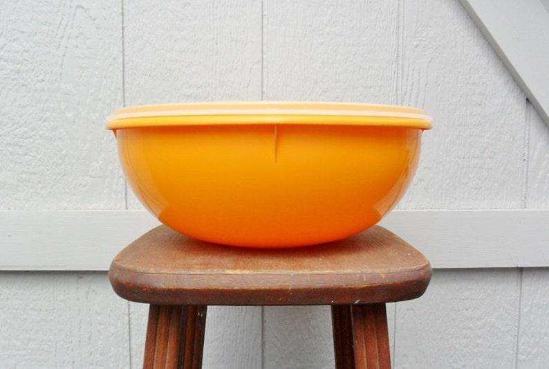 60s Large Tupperware Bowl with Lid 224 9 Yellow Fix and Mix Etsy