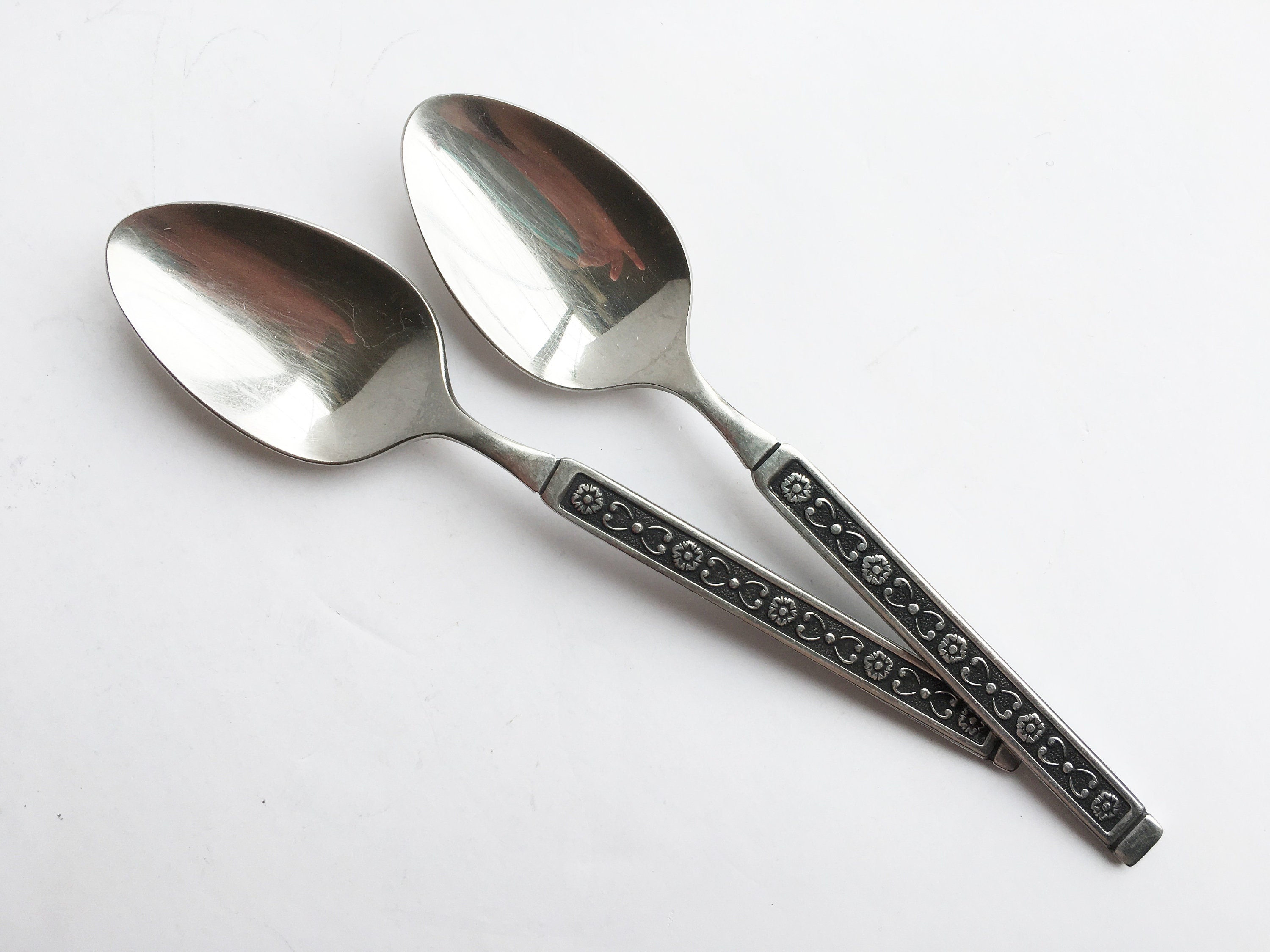 Gorham Hacienda Spoons Two Stainless Teaspoons Spanish Style Etsy