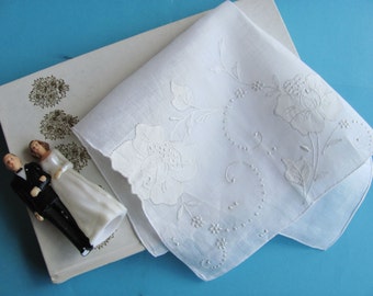 Vintage Handkerchief Pakell Madeira White 12 Inch Linen Bride's Wedding Hanky Unused
