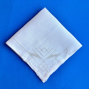 Vintage Handkerchief: Bride's Hankie, Ivory Colored, Pulled Thread, Shadow Work, 11", Original Label