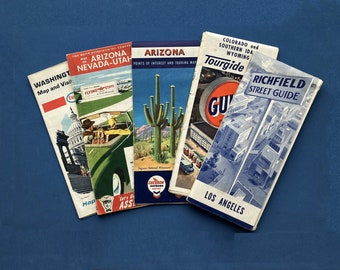 Travel Road Maps, 1950s-60s Associated Oil, Flying "A", Chevron, Standard,Humble Oil, Esso, Gulf Oil, Richfield Oil,