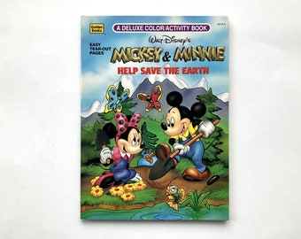 Disney's Mickey & Minnie Help Save The Earth 1992 Unused Deluxe Color Activity Book Golden Books