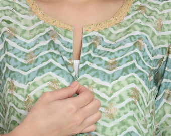 Mutterschaftspflege Kurti Hose Set, Grüne Baumwolle Fütterung Kurta, Anarkali Mutterschaft Co Ord Set, Stillkleid für neue Mütter