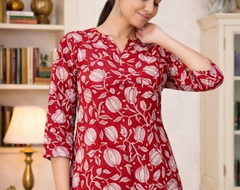 Kunstseide Kurze Kurti | Frauen Kurta | Kurti Kurta | Kurze Frauen Kurta | Tunika Tops für Frauen | Kurzes Kurti Top | Party Wear Kurtis
