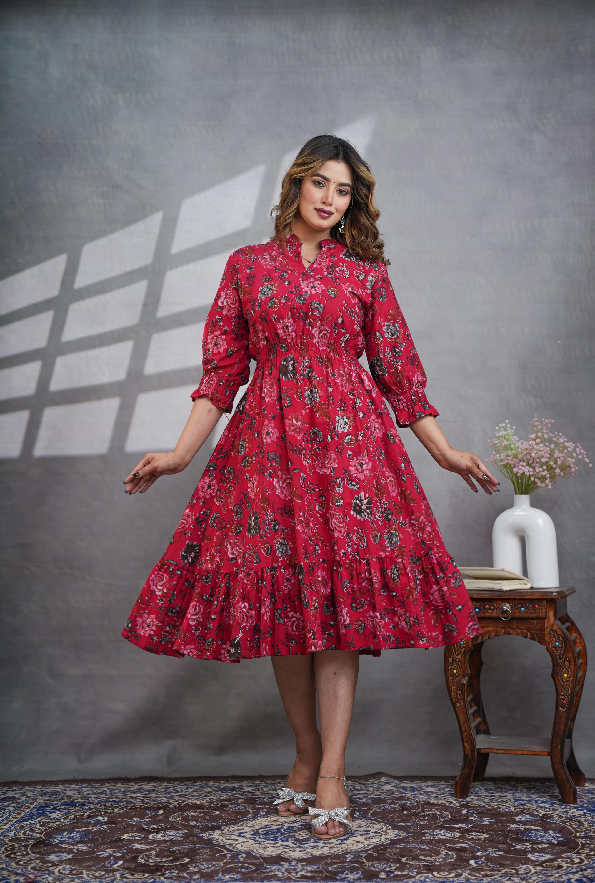sachin and babi light blue dress Red & White Cotton Floral Mini Shift Dress main image 0