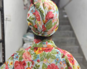 Haarwickeltuch: Handblockdruck-Baumwollturban, ultra saugfähig, Anti-Frizz, Waffelmuster, nach dem Duschen Haartrockner, T-Shirt-Haartuchwickel