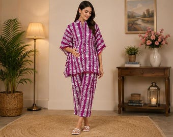 Umstands-Kaftan, Baumwoll-Kaftan, Kaftan, Still- und Stillset, Kaftan mit Hose, Schwangerschafts-Outfit, Still- und Stillset