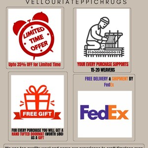 May include: Promotional graphic with red alarm clock icon and text "LIMITED TIME OFFER, Upto 35% OFF for Limited Time." Additional graphics include a weaver, a gift box, and the FedEx logo. Text states "Your every purchase supports 15-20 weavers" and "FREE GIFT".