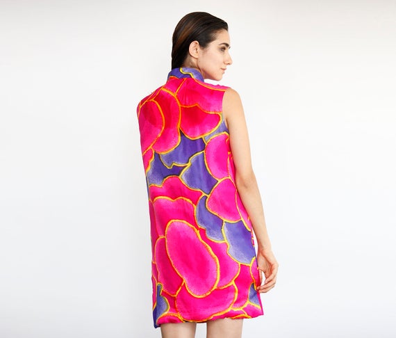 Pop Art Silk Pink Mini Dress