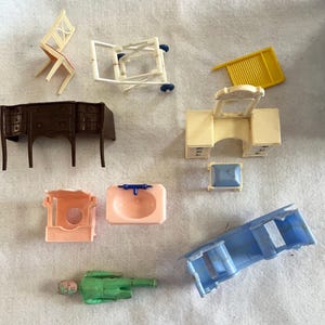 Vintage 1950’s doll house furniture assortment.