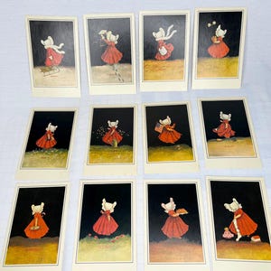 Sunbonnet girl postcards. Months of the year. Replica of Ullman cards