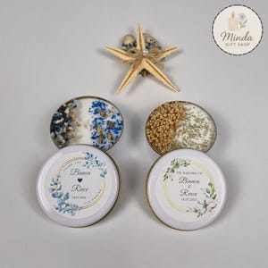Candele di cera di soia personalizzate con fiori secchi e cristalli • Candela per bomboniere • Regalo per addio al nubilato e baby shower • Bomboniere per feste di compleanno