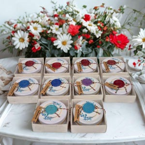 Personalized Soy Wax Candle Favor • Floral Wedding Gift • Custom Tin Candle with Dried Flowers • Boho Baby Shower Keepsake