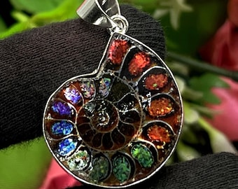 Ammolit Edelstein Anhänger Handgefertigter Anhänger, Silber Schmuck, Heilschmuck, personalisierter Schmuck, Erstaunliche Anhänger Geburtstagsgeschenke