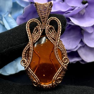 Baltic Amber Gemstone Copper Wire Wrap Pendant Handmade Pendant Healing Pendant Boho Jewelry Stone Jewelry Mother day Gifts