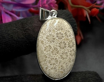 Fossile Korallen Edelstein Anhänger Handgefertigte Anhänger, Silber Schmuck, Heilung Schmuck, personalisierte Schmuck, Erstaunliche Anhänger Geburtstag Geschenke