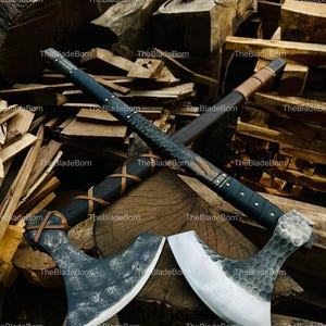 Hand Forged High Carbon Steel Berserker Axe, Two Handed Viking ax – Bearded Ax | Nordic Decor | Rosewood handle Ax | Best Gift for Him