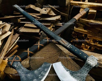 Hand Forged High Carbon Steel Berserker Axe, Two Handed Viking ax – Bearded Ax | Nordic Decor | Rosewood handle Ax | Best Gift for Him
