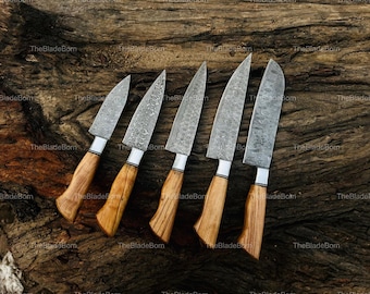 Handgemachtes Damaststahl Kochmesser Set, Professionelle Küchenmesser, Kochmesser Set, handgeschmiedetes Kochset, Grillmesser, Beste Geschenke