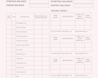 Monthly Budget Planner | Printable PDF | Personal Finance Tracker | Digital Download