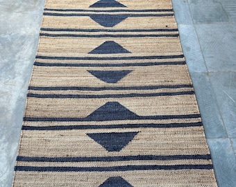 Indian Traditional Hemp Jute Runner, Hallway Hemp Jute Runner, Bohemian Jute Rug, Sisal Jute Rug, Turkish Hemp Jute Rug, Moroccan Runner