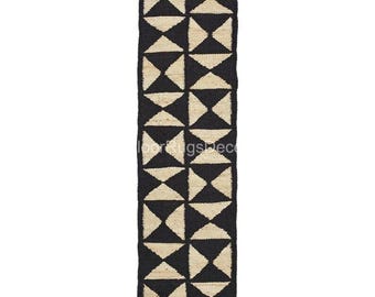 2x12 Ft Diamond Stairs Black Jute Runner | Custom Size Large Floor Area Hallway Runner | Indian Traditional  Home Decorative Rug | Non Slip