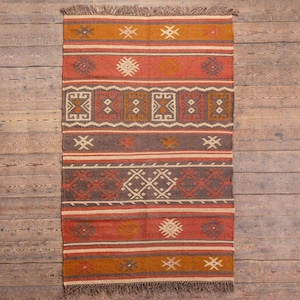 Handgeweven wollen jute kelimtapijt, handgemaakt, wollen jutetapijt, kelimjutetapijt, kelimtapijt, slaapkamer kelimtapijt, boho kelimtapijt, op maat gemaakt tapijt