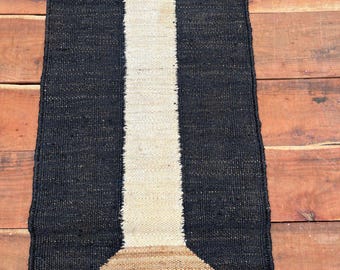 Handgeweven henneptapijt Dhurrie, handgevlochten natuurlijk jute henneptapijt, jute vloerkleed, traditioneel Indiaas handgemaakt milieuvriendelijk jutetapijt