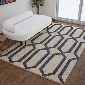 Handmade Black And Beige Color Hemp Jute Rug, Non Slip Rugs, Decorative Jute Rug For Bedroom, Entryway, Livingroom, Custom Size Jute Rug