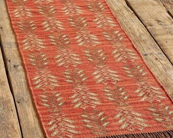 Handmade Wool Jute Kilim Rug, Flatweave Geometric Design, Custom Size