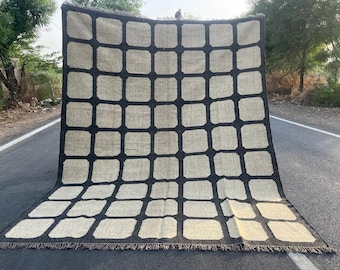 5x7 6x9 Wool Jute Rug Handwoven Wool Jute Rug Handmade Kilim Dhurrie Rug Motifs Oriental Traditional Indian Geometric Turkish Home decor