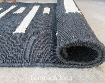 Handwoven Hemp Jute Runner, Rustic Artisan Stair Rug, Natural Fiber Dhurrie