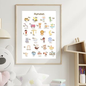 Pósteres del abecedario para niños | Pósteres para aprender el alfabeto para imprimir | Decoración para guarderías | Descarga digital