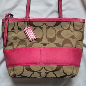 Coach F13548 Y2K Signature Stripe Tote – Brown SigC Pattern