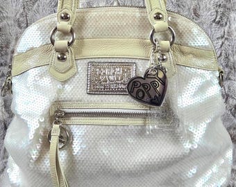 Bolso grande Coach Poppy Spotlight Sequins #16303 / Opal Pearl / Edición limitada / Herrajes plateados