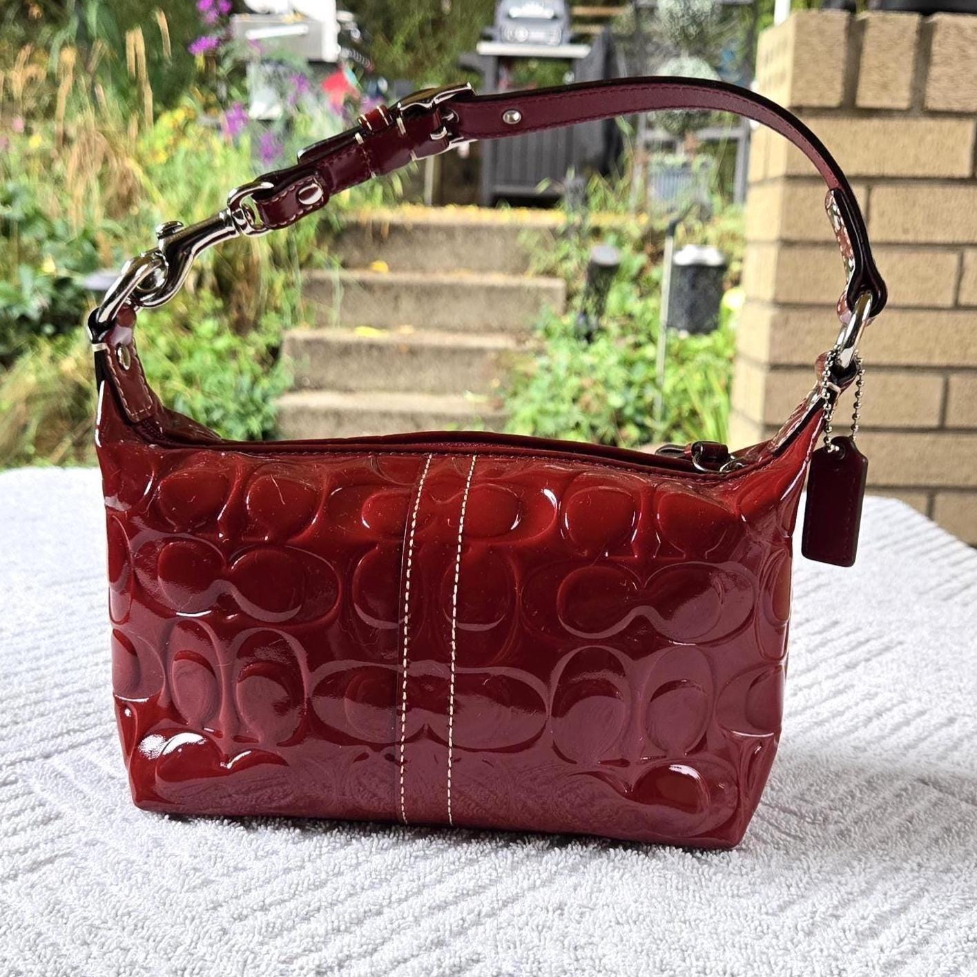 Burgundy coach bag - Etsy Polska