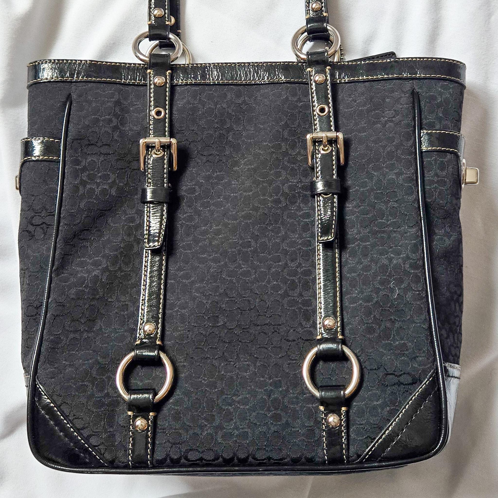 Y2K Small Coach Black Signature C Gallery Tote #F12344 – W/patent