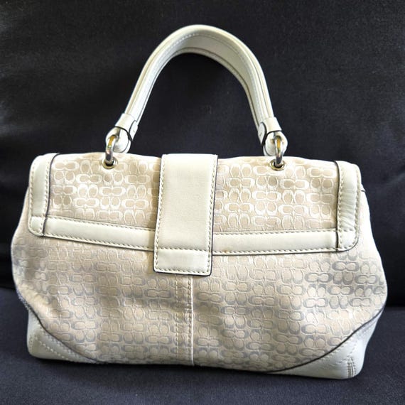 Coach Y2K Soho Handbag: Ivory Sigc Jacquard & White Leather Trim