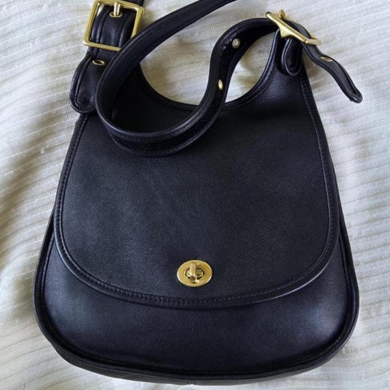 RARE Coach 9988 Black Leather Berkeley Saddle Crescent Bag