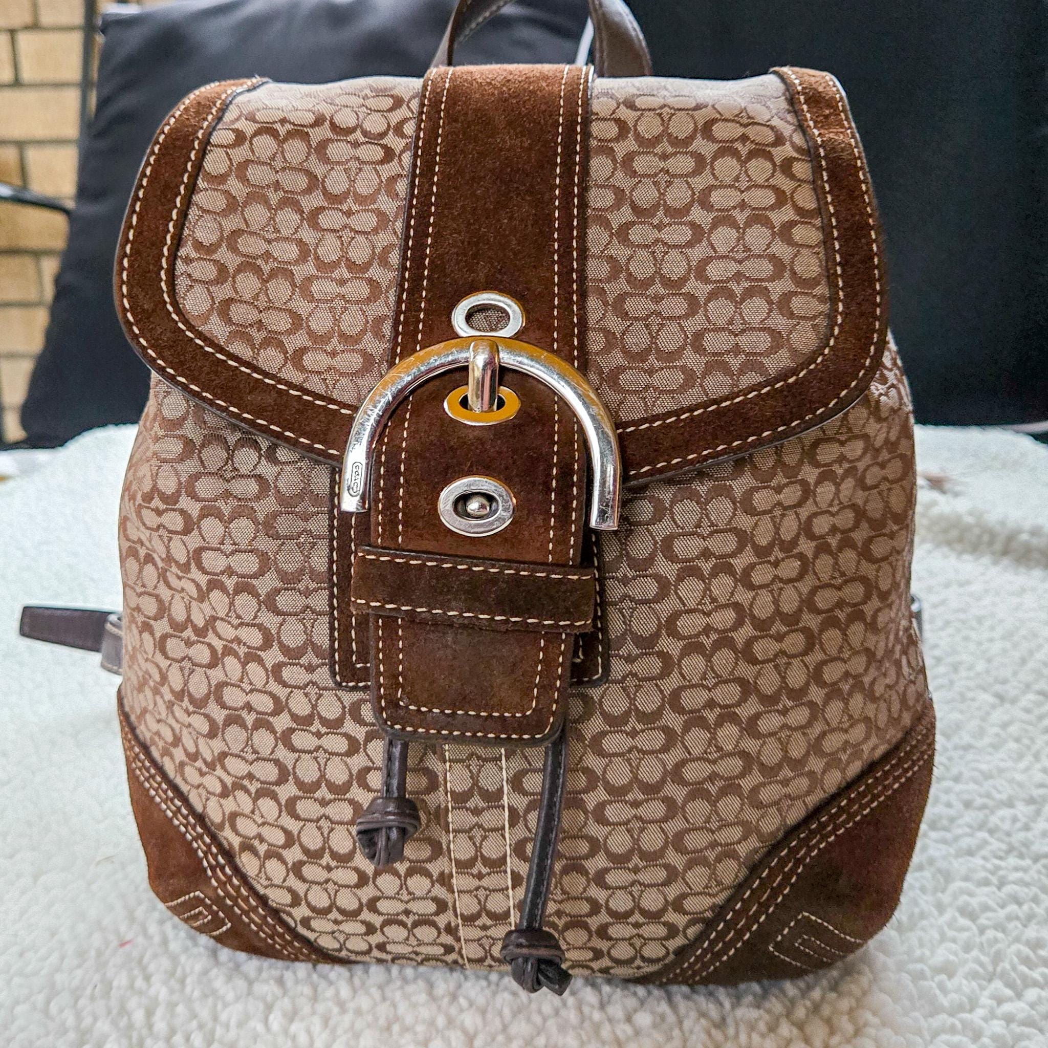 バッグ COACH Vintage Y2K Leather Backpack Brown Coach Backpack Vintage - Etsy