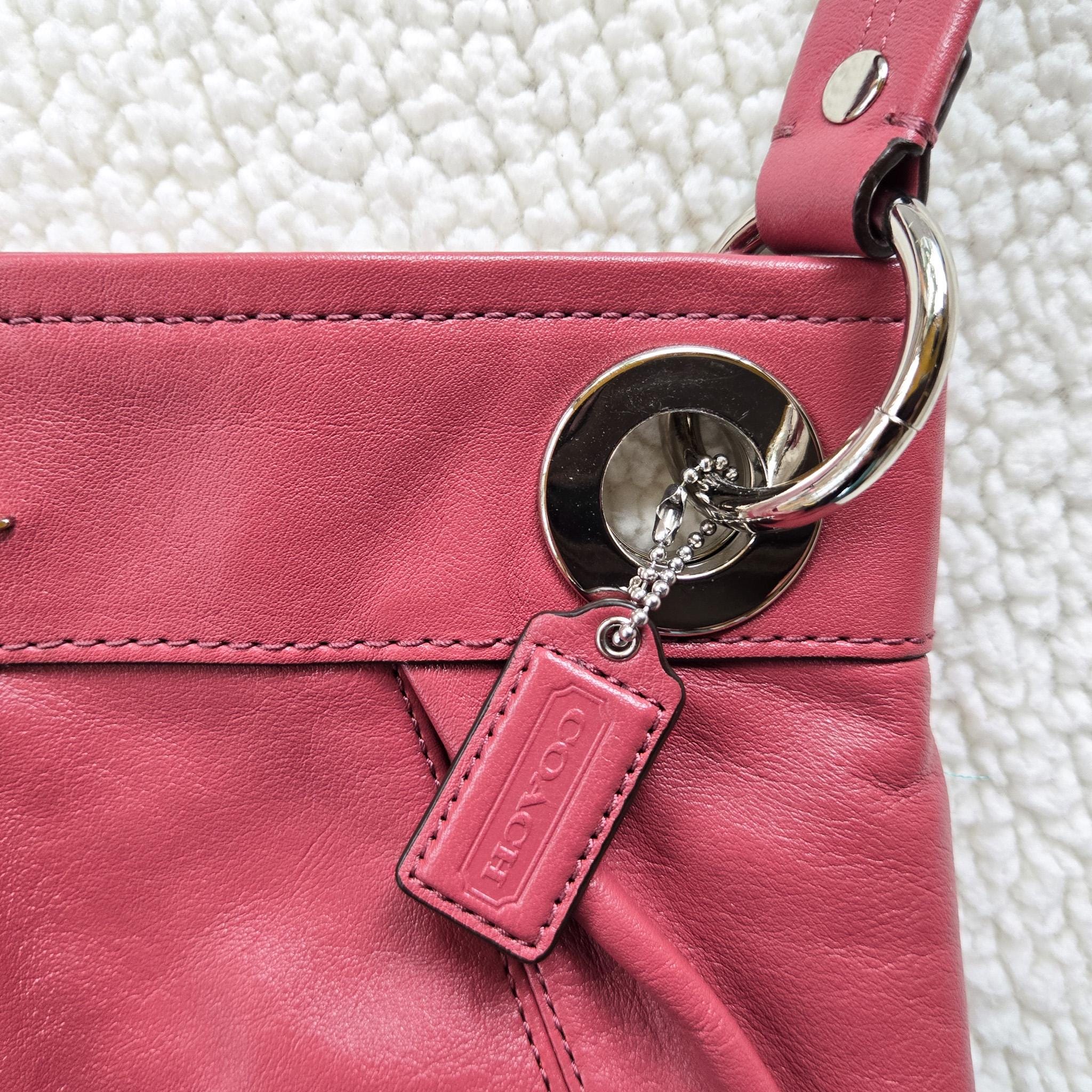 F17605 Y2K Coach Ashley - Pleated Dusty Rose/pink Leather Hobo 