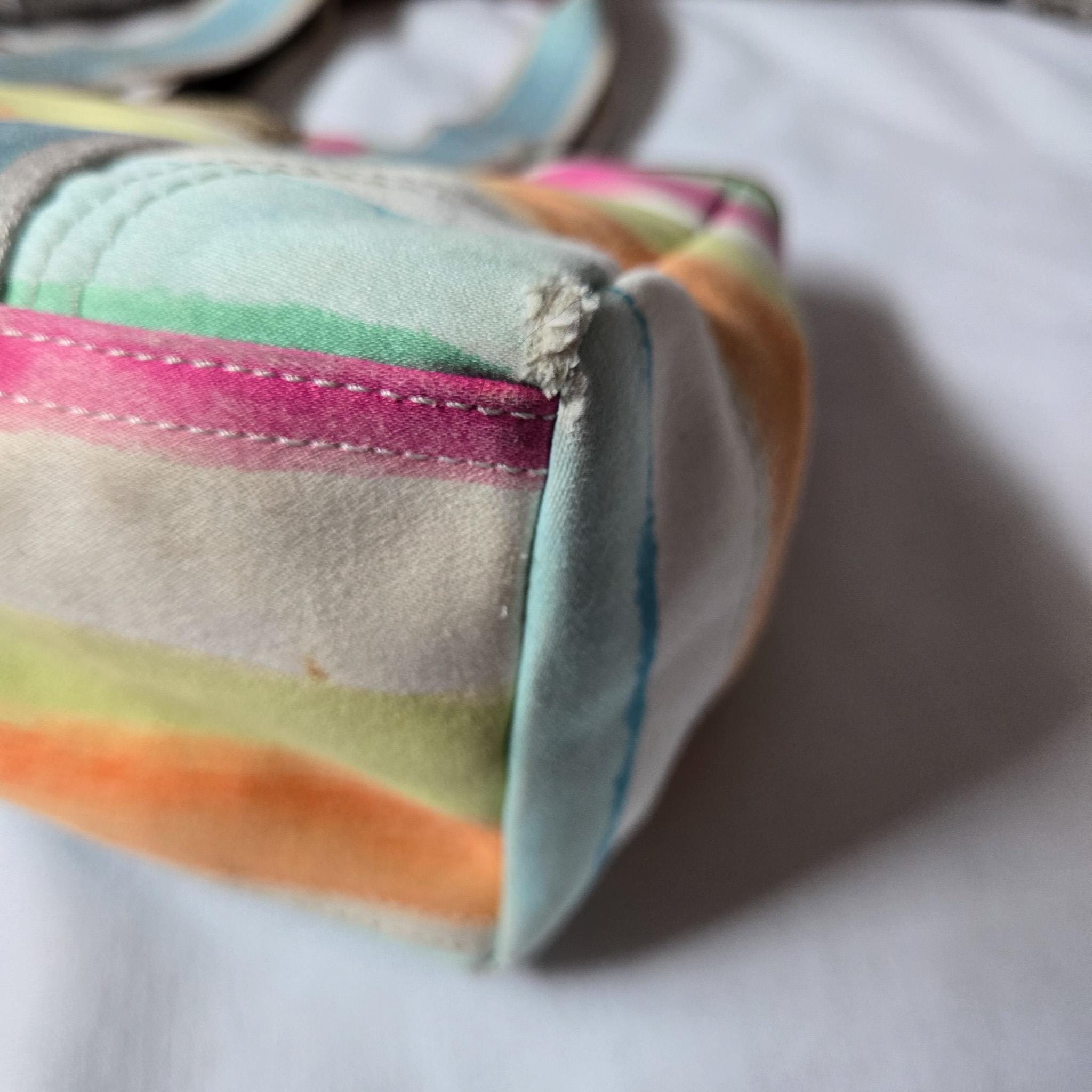 Y2K Vintage Coach Hampton Watercolor Rainbow Stripes Small Tote 