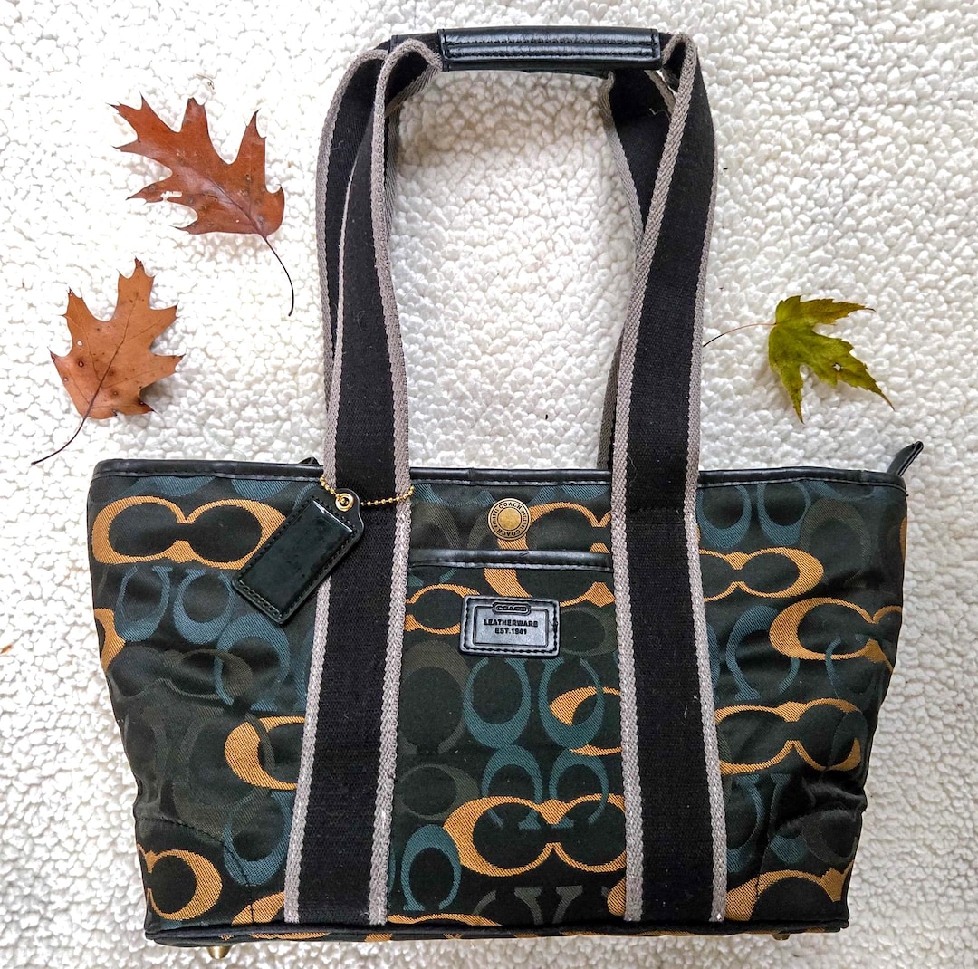 バッグ COACH Hampton Optic Signature Tote Bag Vintage Coach HAMPTONS Optic Sig C Tote Bag - Etsy