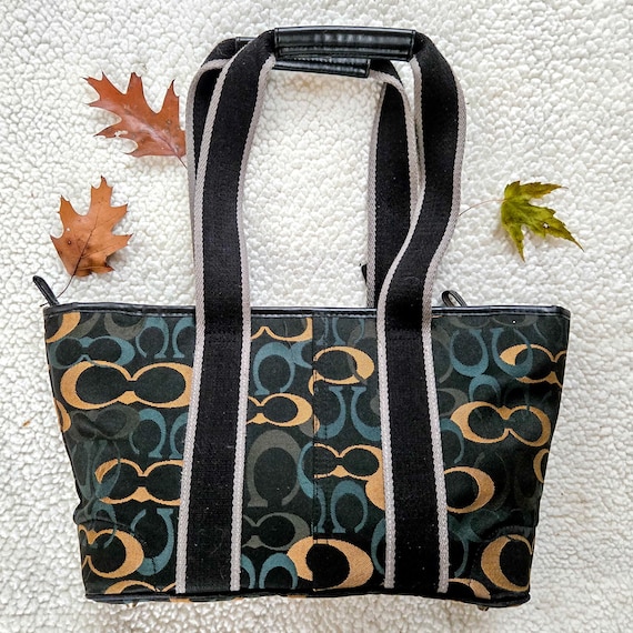 バッグ COACH Hampton Optic Signature Tote Bag Vintage Coach HAMPTONS Optic Sig C Tote Bag - Etsy
