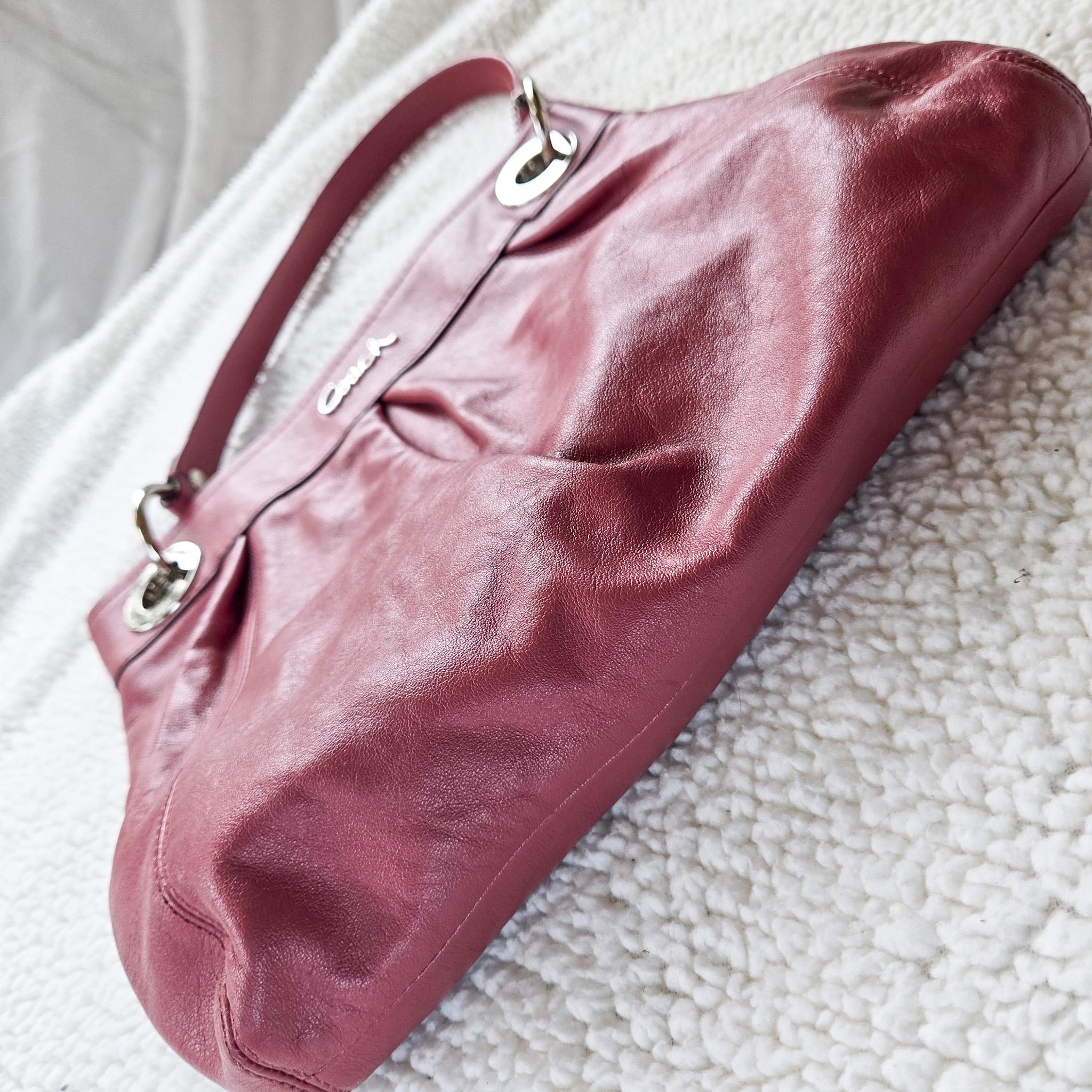 F17605 Y2K Coach Ashley - Pleated Dusty Rose/pink Leather Hobo